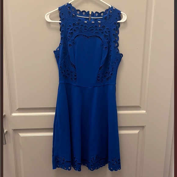 Ted Baker Verony Cutwork Skater Dress in Royal Blue - Picture 3 of 5